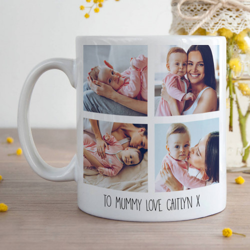 personalised 4 Photo Collage Durham Mug