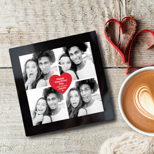 personalised Valentine's Day 4 Photo Coaster 