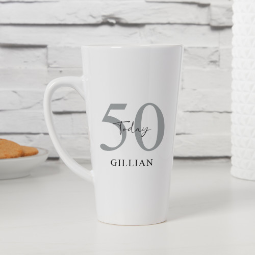personalised 50th Birthday Today Tall Latte Mug