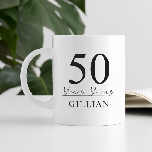 personalised 50 Years Young Durham Mug
