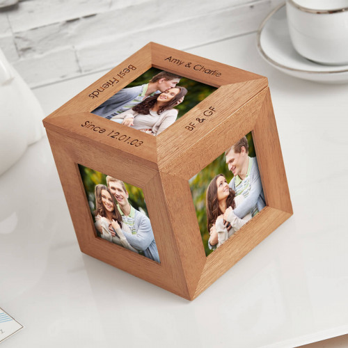 Anniversary wood photo cube