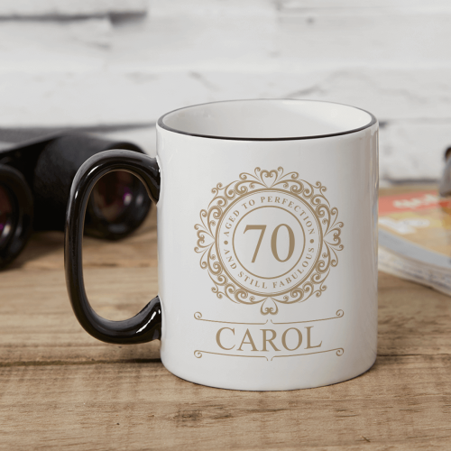 70 Aged To Perfection Two Tone Mug Black