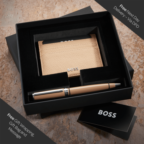 Hugo Boss Camel Ballpoint Pen & Card Holder