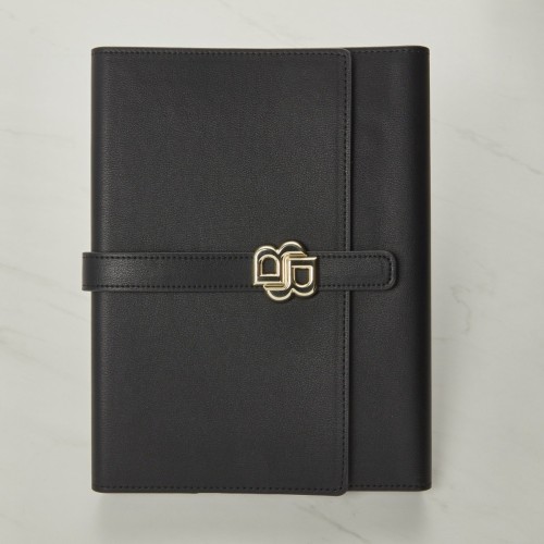 Hugo Boss A5 Folder - Double B Black and Gold