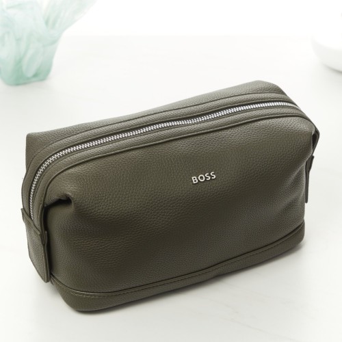 Hugo Boss Classic Khaki Grained Toiletry Bag