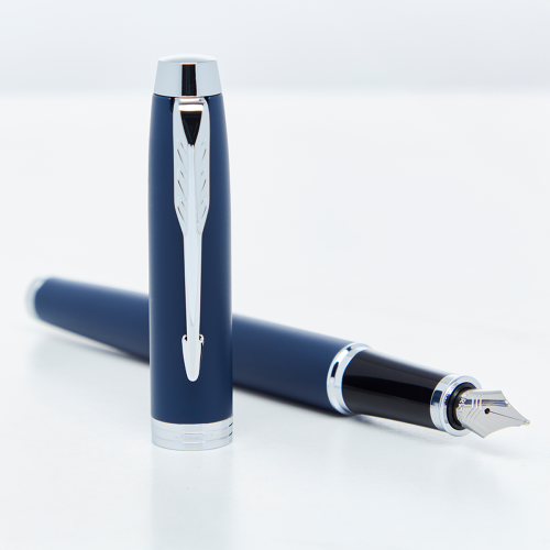 Parker IM Blue Chrome Trim Fountain Pen
