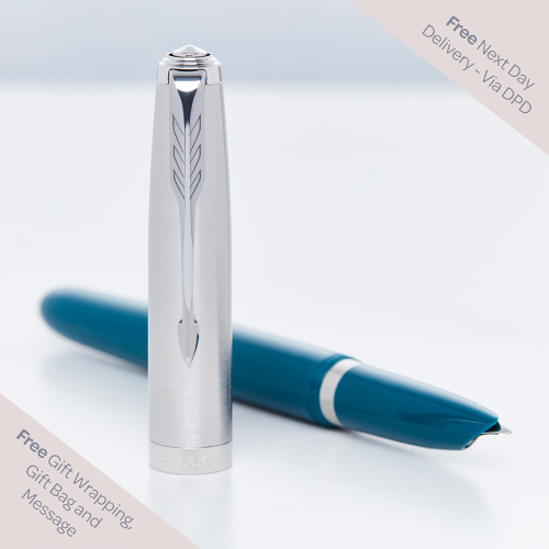Parker 51 Fountain Pen Teal Blue Chrome Trim Pen