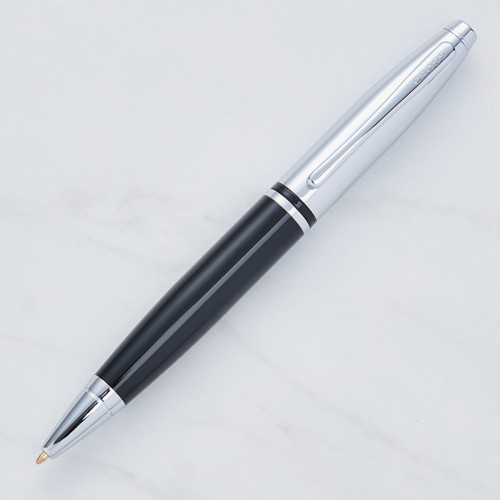 personalised Cross Calais Ball Pen Black & Chrome