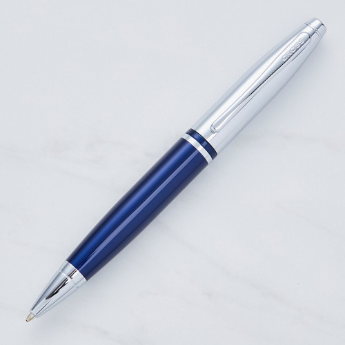 personalised Cross Calais Fountain Blue & Chrome Pen