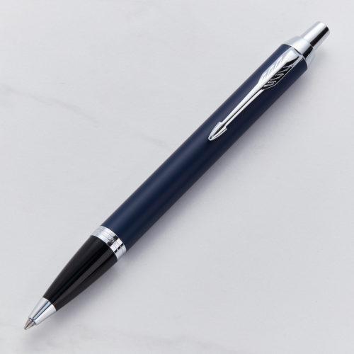 Engraved Parker IM Blue Chrome Trim Ballpoint Pen