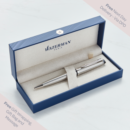 Waterman Expert Stainless Steel Chrome Trim Ballpoint Pen