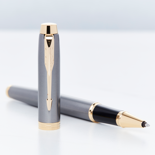 Parker IM Grey Gold Trim Rollerball Pen