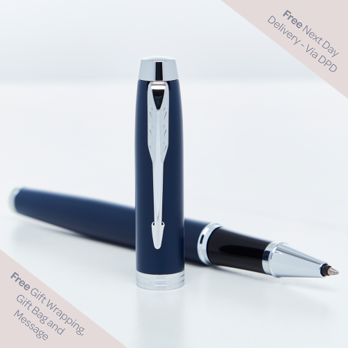 Parker IM Blue Chrome Trim Rollerball Pen