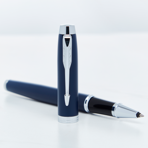 Parker IM Blue Chrome Trim Rollerball Pen