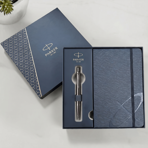 Parker IM Monochrome Titanium Ballpoint Pen & Notebook Gift Set