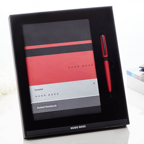 Hugo Boss Set Ballpoint Red Pen & Red A5 Note Pad