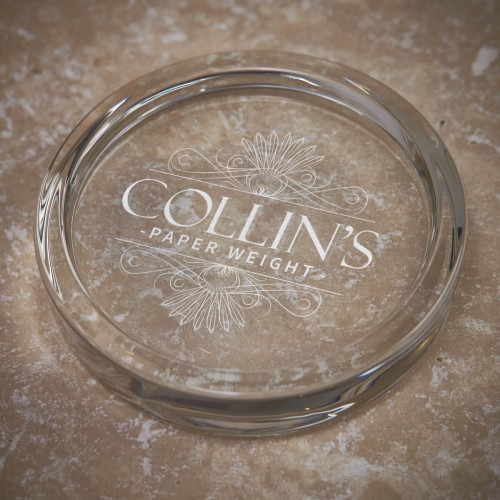 personalised Round Glass Paperweight 9cm