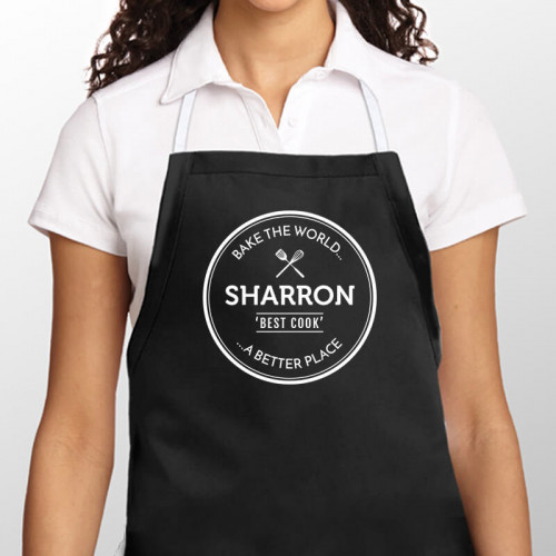 personalised Bake the World Apron