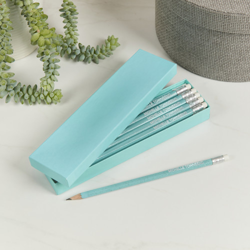 personalised Aqua Pencil Set