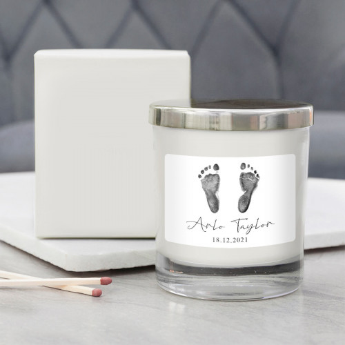 personalised Baby Footprints Personalised Candle