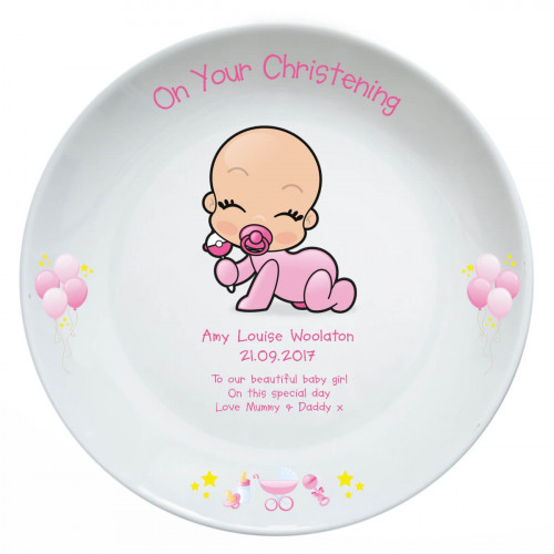 Personalised Christening Plate Baby Girl