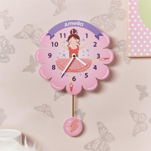 personalised Ballerina Pendulum Clock