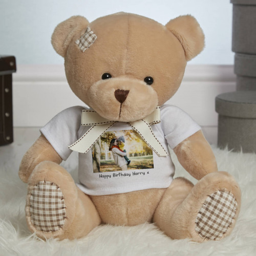 personalised Photo Beige Harley Bear