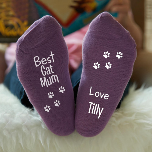 personalised best cat mum socks