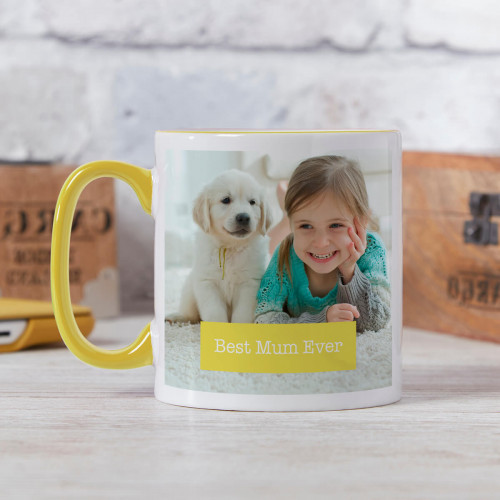 personalised Best Mum Ever Two Tone Mug Yellow