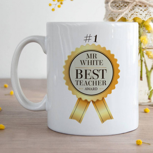 personalised Best Teacher Award Latte Coffee Mug