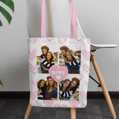 personalised BFFS 4 Photo Canvas Tote Bag