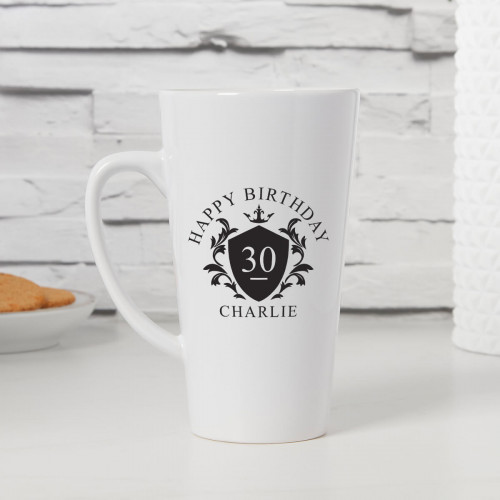 Personalised Birthday crest latte mug