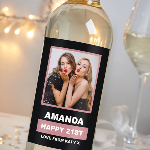 personalised Birthday Photo Upload Pinot Grigio