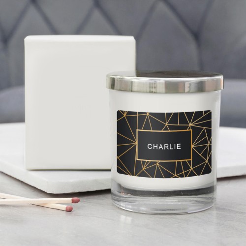 personalised Black & Gold Personalised Candle