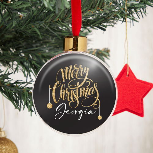 Black & Gold Merry Christmas Bauble