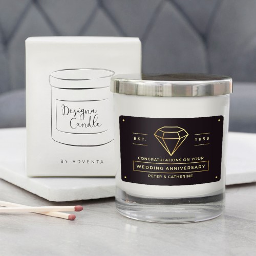 personalised Diamond Wedding Anniversary Personalised Candle