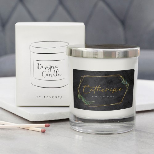 personalised Black & Gold Personalised Candle