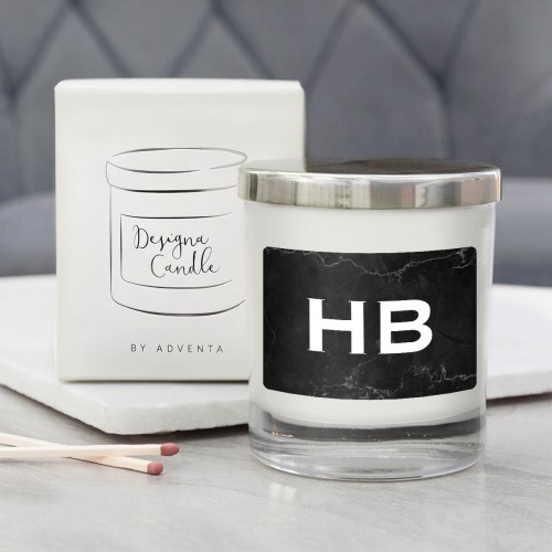 personalised Black Marble Personalised Candle
