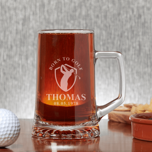 Born To Golf Glass Tankard