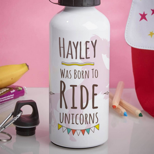 Personalised Born to Ride a Unicorn White Water Bottle