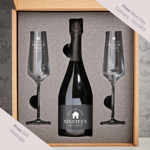 Our First Home Prosecco & Glasses Gift Set 