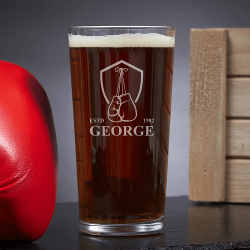 Boxing Gloves Crest Pint Glass 