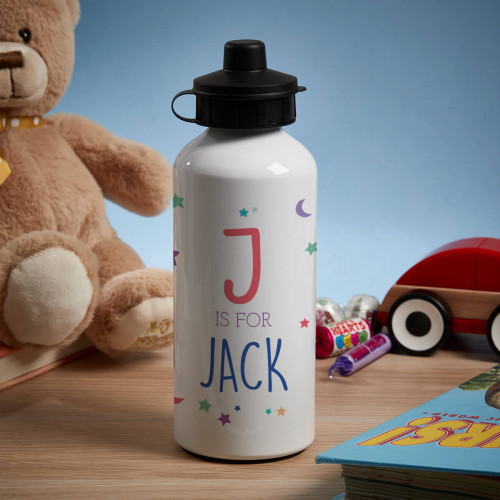 Personalised Boys Moon & Stars White Water Bottle