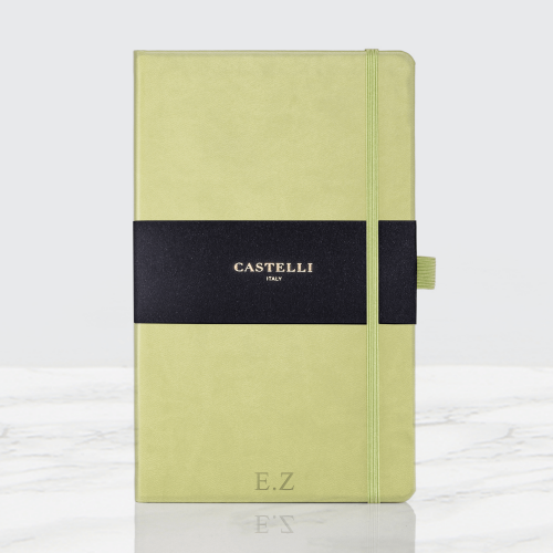 personalised bright green Castelli notebook