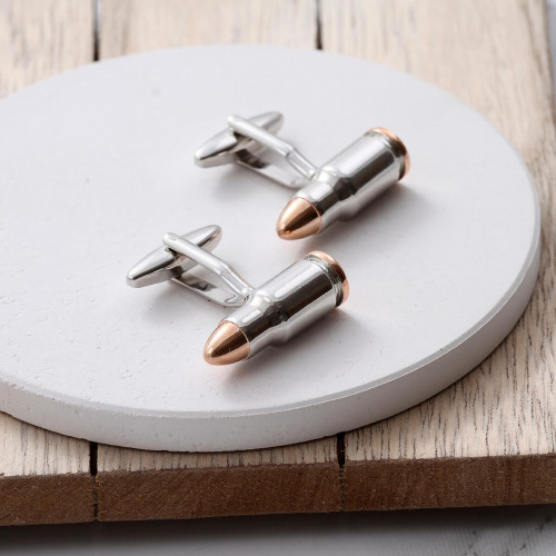 personalised Bullet Cufflinks Gift Set