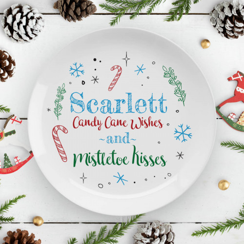 personalised candy cane plate