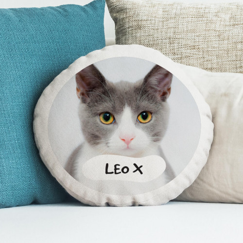 personalised cat name round cushion