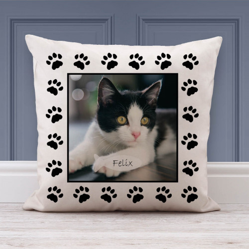 personalised Cat Paw Photo Cushion