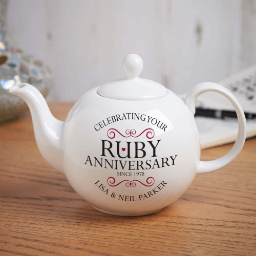 personalised ruby anniversary teapot
