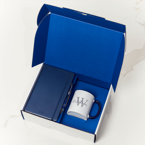 Initial Name Blue Castelli With Pen & Two Tone Blue Mug